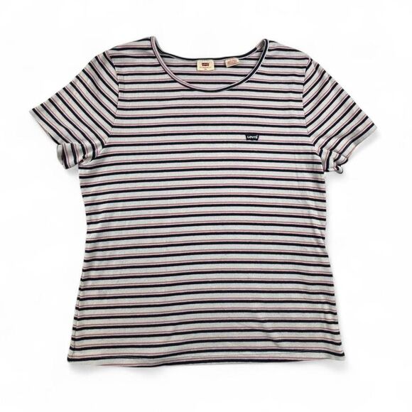 Levi's Tops - Levi’s Pink Striped Baby Tee Womens XXL Y2K Fitted T-Shirt Skater Aesthetic